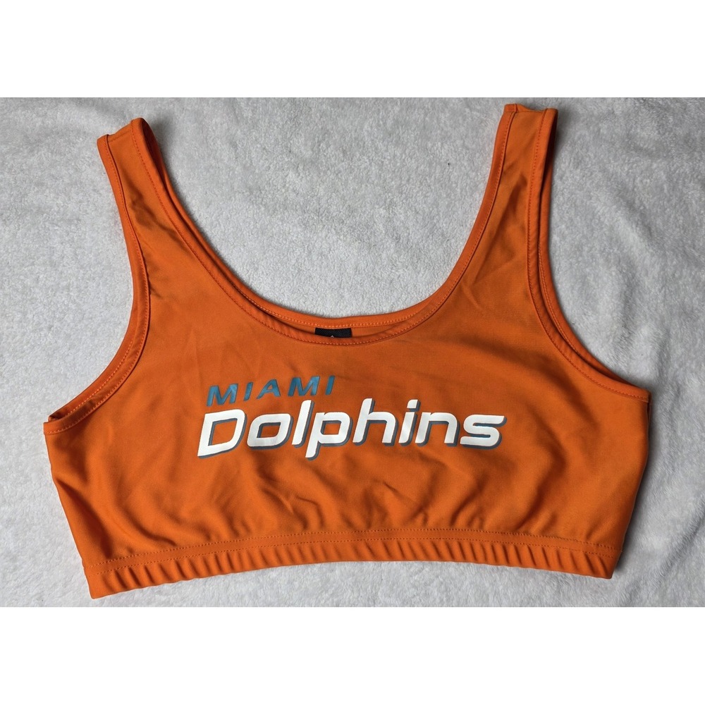 Miami Dolphins Womens XL Sports Bra Orange NFL Team Apparel Crop Top